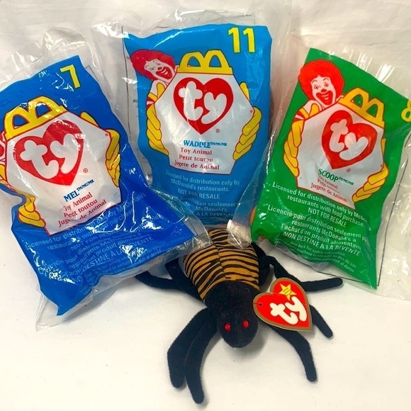 Ty/McDonald’s Teenie Beanie Babies Set of 4: Spinner/Mel/Scoop/Waddle, 1993/1999 - Picture 1 of 12
